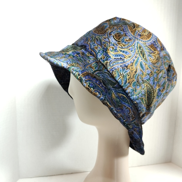 💠 vintage velour velvet paisley bucket hat 60s y2k boho hippie - Picture 6 of 9